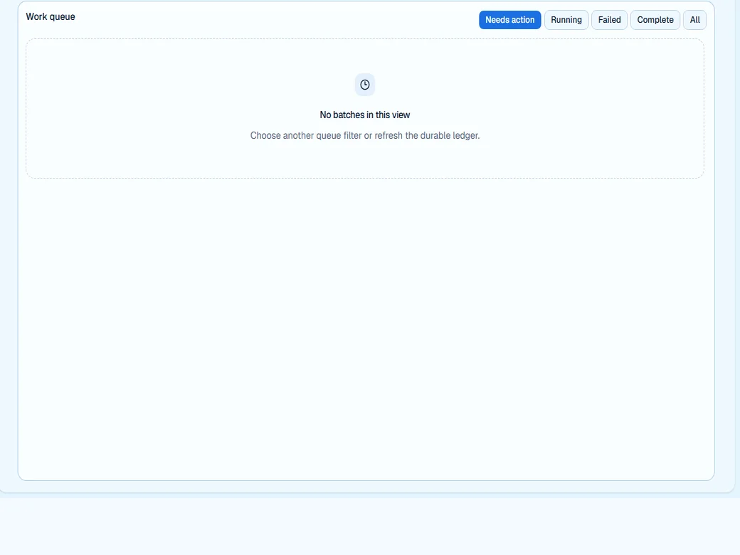 Synthetic decision-led operations workspace preview without client data